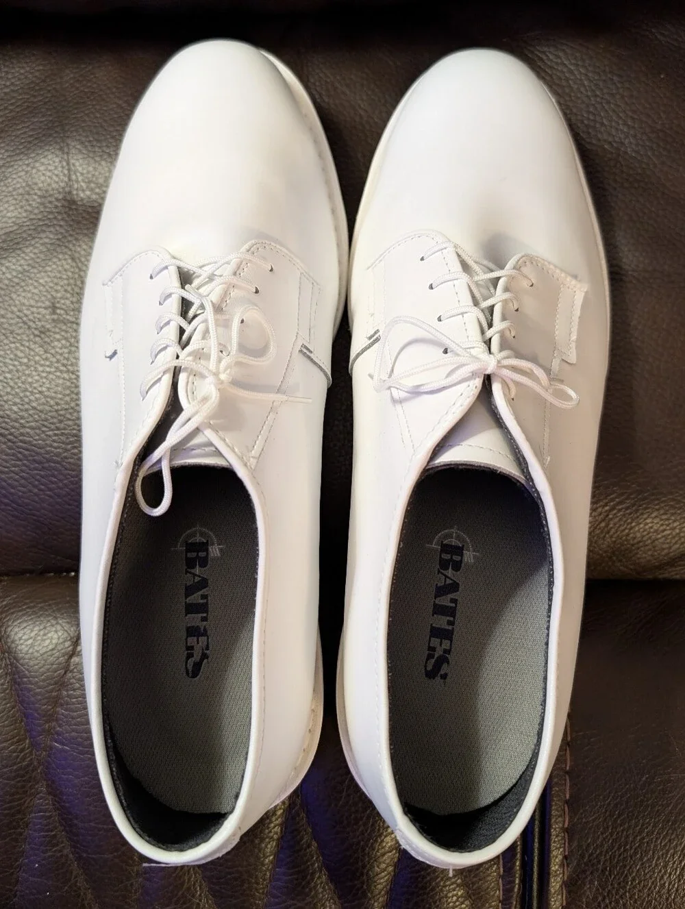 Bates Lites Men's White Leather Dress Oxford Size 14D